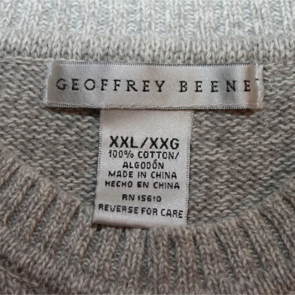 Geoffrey Beene Mens XXL Gray Argyle Sweater Cotton
